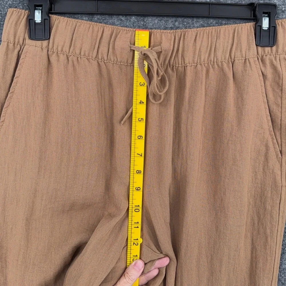 H&M Drawstring Waist Relaxed Pants Womens M Viscose Blend Brown
